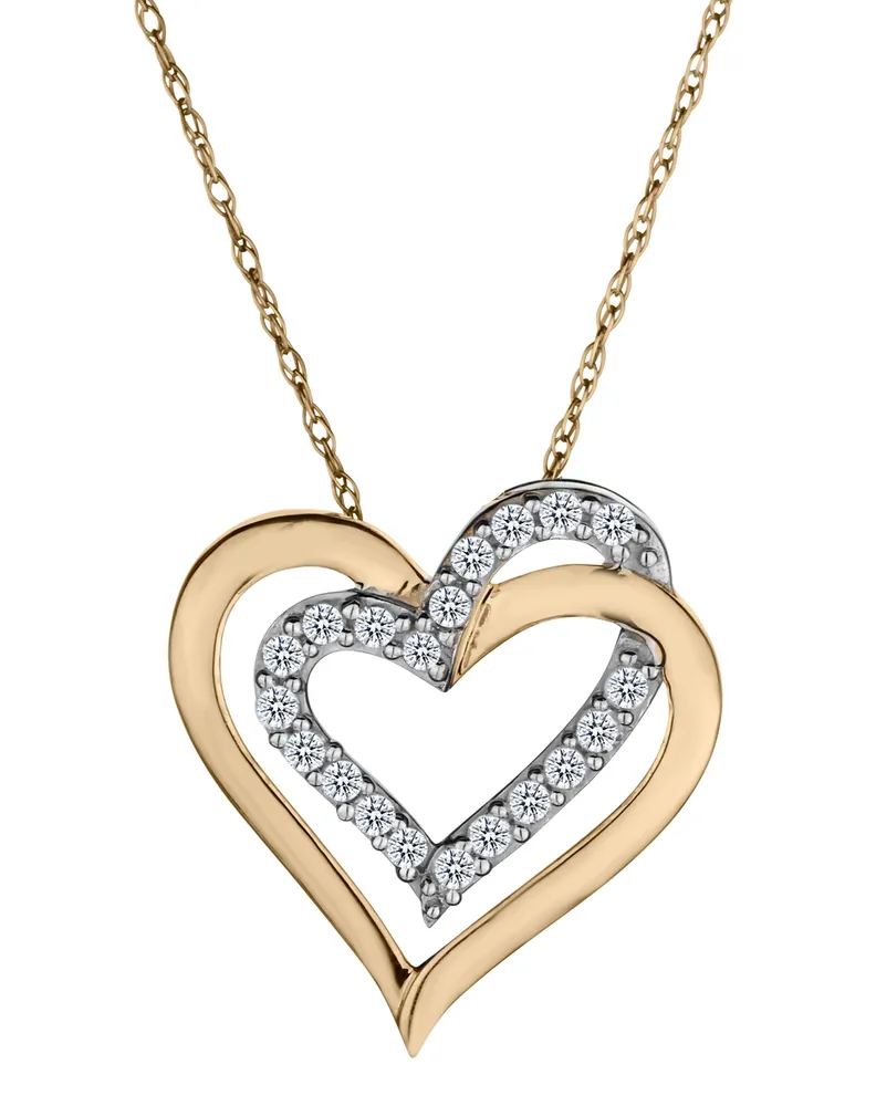 .25 Carat of Diamonds Double Heart Pendant, 10kt Yellow Gold.....................NOW