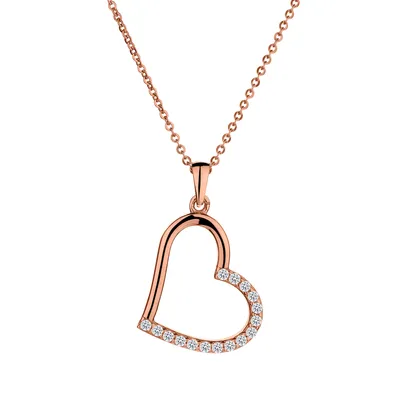 Crystal Heart Pendant, 10kt Rose Gold, With 10kt Rose Gold Chain......................Now