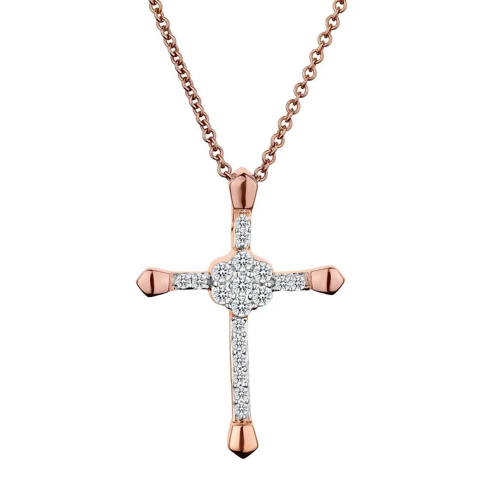 .15 Carat Diamond Cross Pendant, 10kt Rose Gold......................Now