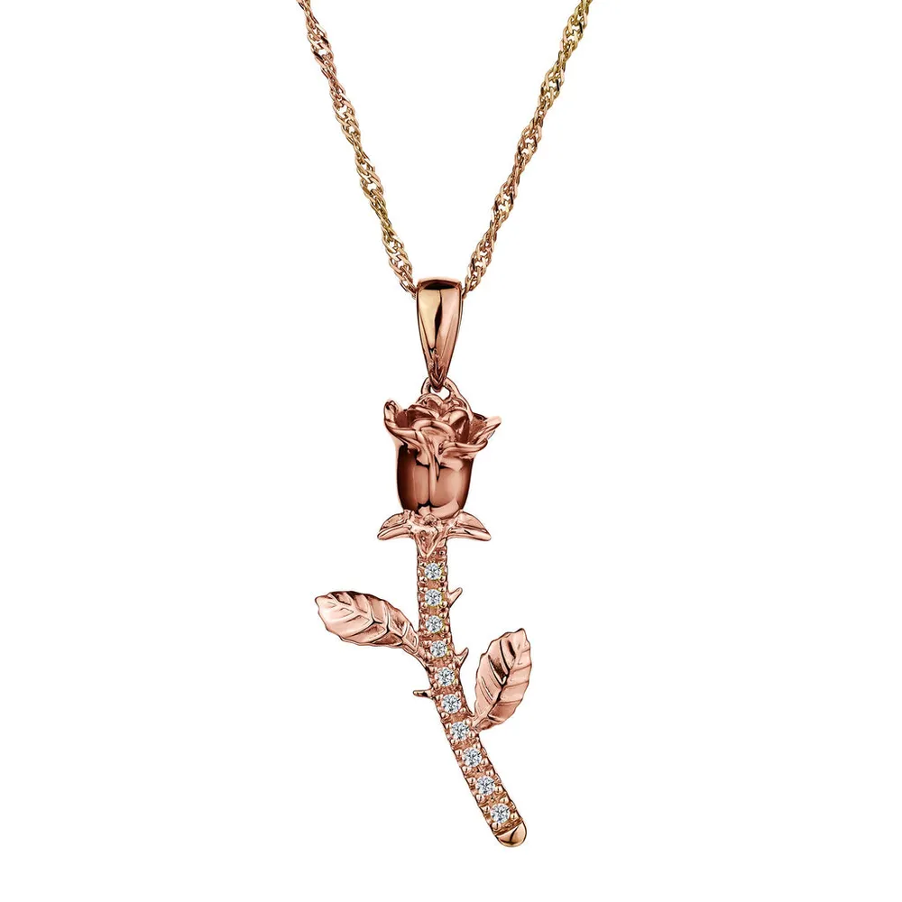 .05 Carat of Diamonds "Rose" Pendant, 10kt Rose Gold.....................NOW