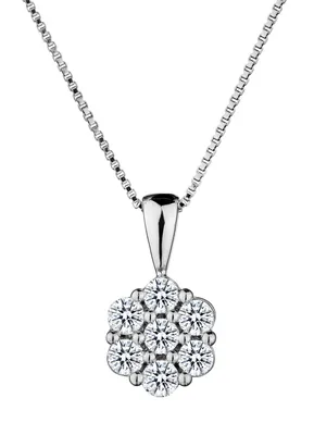 .50 Carat of Lab Grown Diamonds "Flower" Pendant, Silver.....................NOW