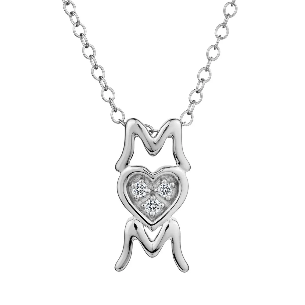 .05 CARAT DIAMOND "MOM" PENDANT, SILVER...................NOW