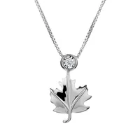 .03 Carat of Diamond "Maple Leaf" Pendant, Silver......................NOW