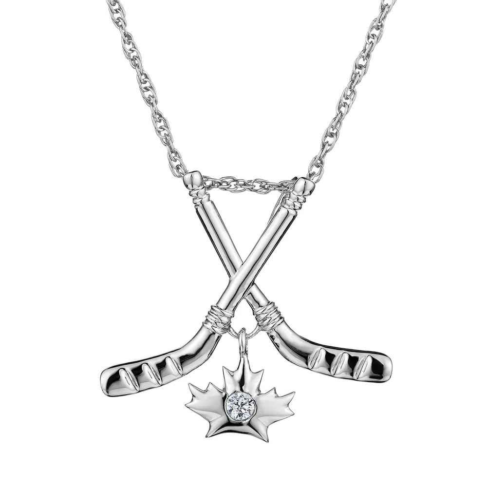 .03 Carat of Diamond "Love Hockey" Pendant, Silver.....................NOW