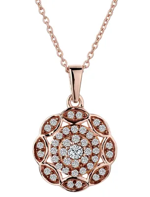 .50 Carat Champagne Flower Diamond Pendant, Sterling Silver (18kt Rose Gold Plated).......................NOW