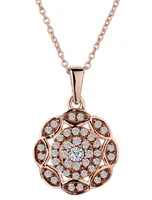 .50 Carat of Champagne Diamonds Flower Pendant, Silver (Rose Plated).....................NOW
