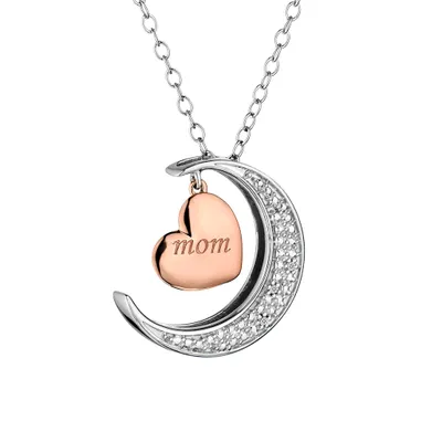 "I Love You To The Moon and Back" Diamond Pendant, 10kt Rose Gold and Silver.......................NOW