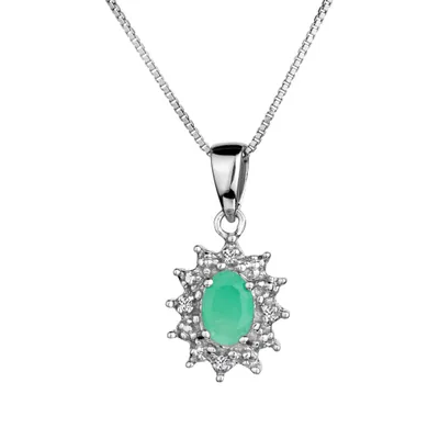 Genuine Emerald Diamond Pendant, Silver......................NOW