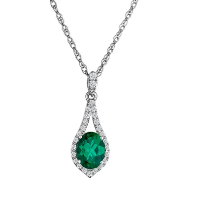Created Emerald & Created White Sapphire Pendant