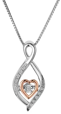 .05 Carat of Diamonds Shimmer Pendant, Silver and 10kt Rose Gold.......................NOW