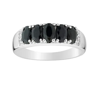 Genuine Black Sapphire Diamond Ring