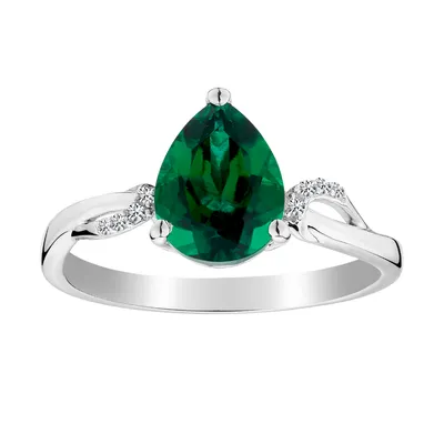 Created Emerald & Created White Sapphire Ring