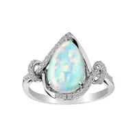 Created Opal & White Sapphire Ring