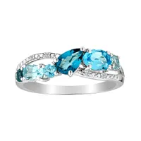 London, Sky & Swiss Blue Topaz Ring, Silver.......................NOW