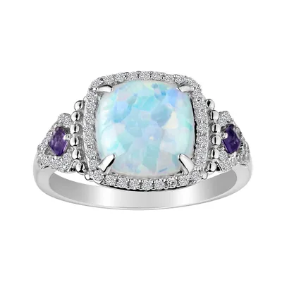 Created Opal & Amethyst Ring, Silver.......................NOW