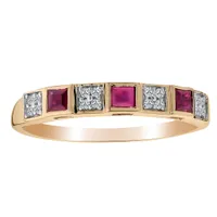 .38 Carat of Genuine Burmese Rubies and Diamonds Band Ring, 14kt Yellow Gold......................NOW