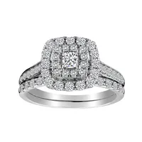 1.00 Carat of Diamonds Princess Cut Centre Engagement Ring Set, 14kt White Gold...................NOW