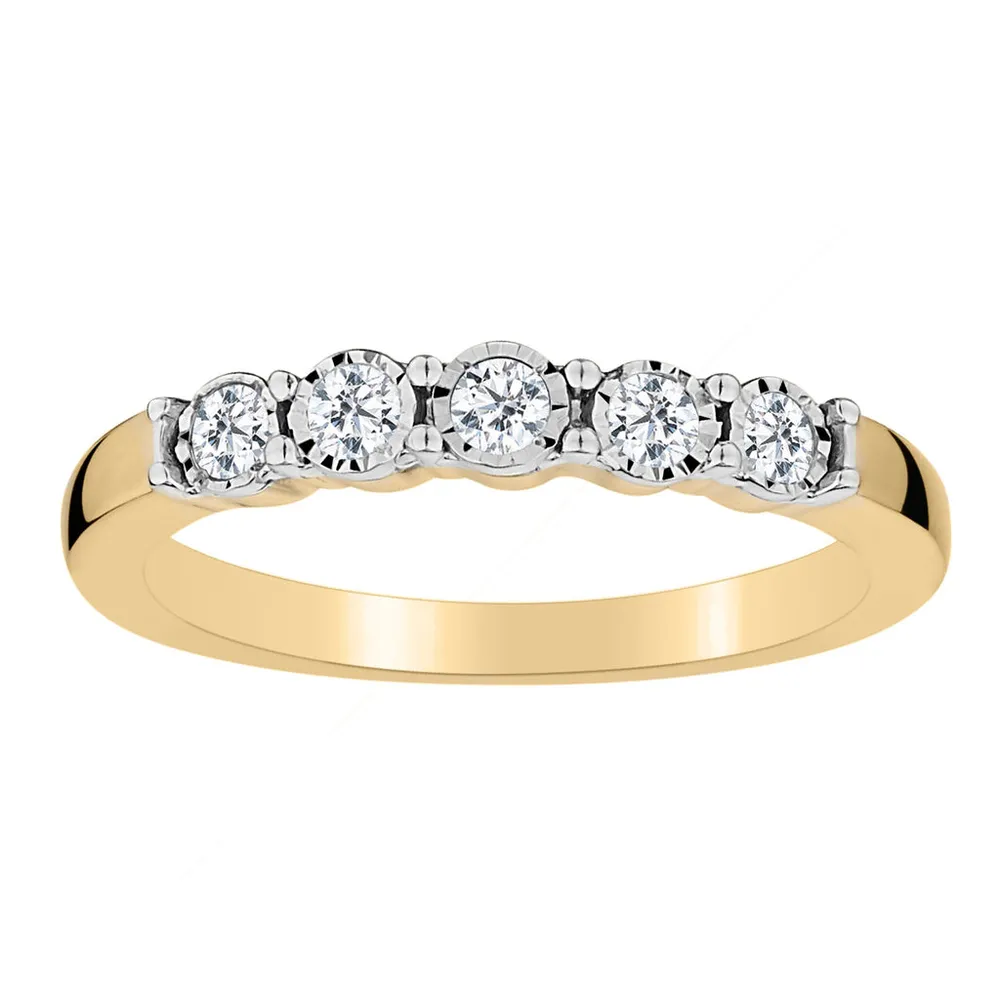 .25 Carat of Diamonds Band, 10kt Yellow Gold.......................Now
