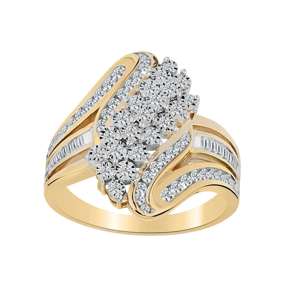 .50 Carat of Diamonds "Waterfall" Ring, 10kt Yellow Gold…....................NOW