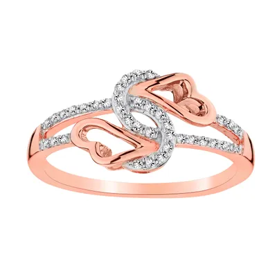 .15 CARAT DIAMOND DOUBLE KNOTTED HEART RING, 10kt ROSE GOLD......................NOW