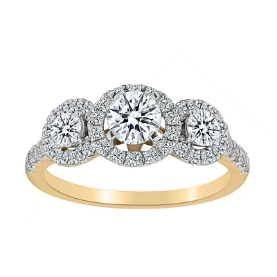 1.25 CARAT DIAMOND"PAST, PRESENT, FUTURE", RING, 14kt YELLOW GOLD...................NOW