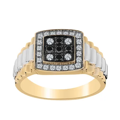 .50 CARAT BLACK AND WHITE DIAMOND GENTLEMAN'S RING, 10kt YELLOW GOLD....................NOW