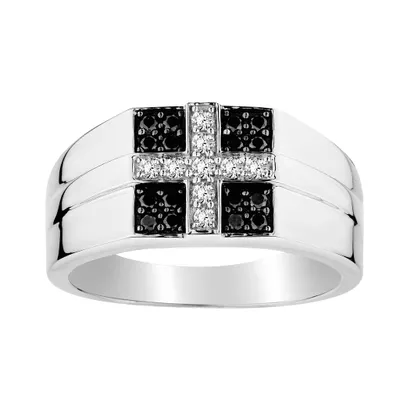 .40 Carat of Black and White Diamond Cross Gentleman's Ring, 10kt White Gold.…...................NOW