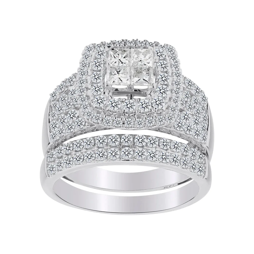 2.00 Carat of Diamonds, "Diva" Ring Set, 14kt White Gold...................NOW