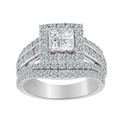 2.00 Carat of Diamonds "Elegance" Ring Set, 14kt White Gold....................NOW
