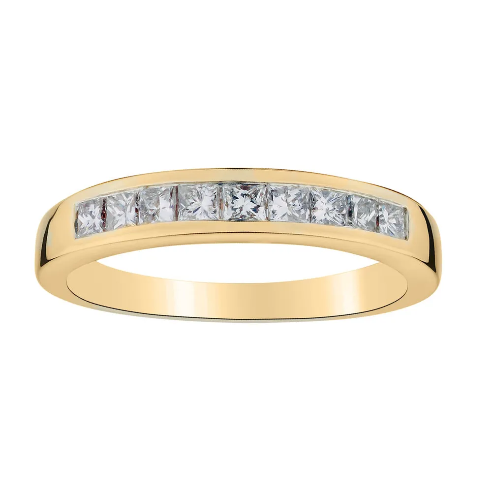 .50 Carat of Diamonds Princess Band Ring, 14kt Yellow Gold…....................NOW