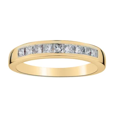 .50 CARAT DIAMOND PRINCESS BAND RING, 14kt YELLOW GOLD…....................NOW