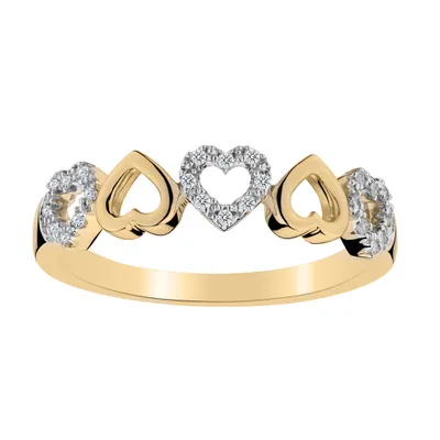 .10 Carat of Diamonds Heart Ring Band, 10kt Yellow Gold…...................NOW