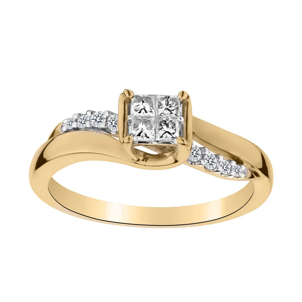 .25 Carat of Diamonds Princess Ring, 10kt Yellow Gold.....................NOW