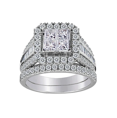 2.00 Carat of Diamonds Engagement Ring Set, 14kt White Gold...................NOW