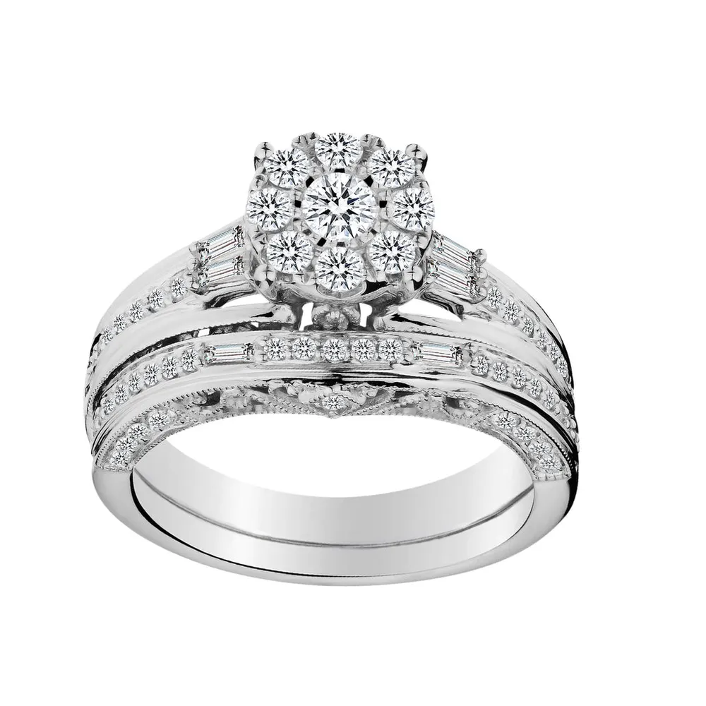 1.00 Carat of Diamonds Ring Set, 10kt White Gold......................NOW