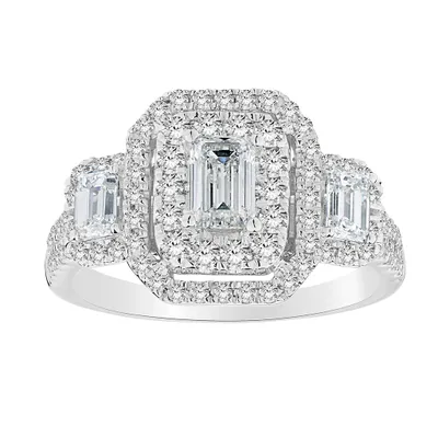 1.50 CARAT TOTAL DIAMOND WEIGHT ENGAGEMENT RING, 14kt WHITE GOLD......................NOW