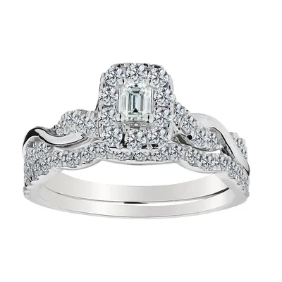 1.00 Carat Total Diamond Weight Ring Set, 14kt White Gold........................Now