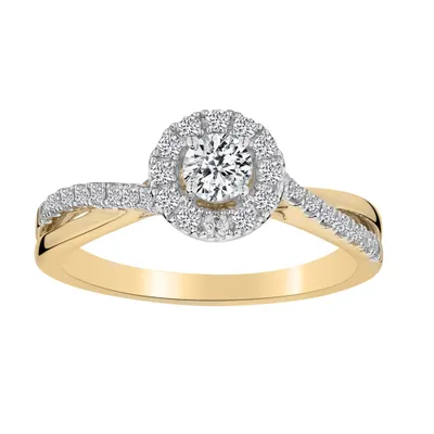 .50 CARAT DIAMOND HALO RING, 10kt YELLOW GOLD…...................NOW