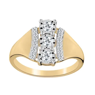 .50 Carat of Diamonds Past, Present, Future "Miracle" Ring, 10kt Yellow Gold......................NOW