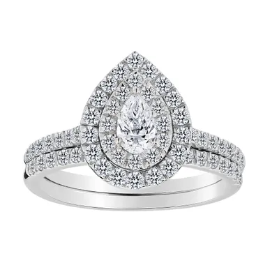 1.00 Carat of Diamonds Engagement Ring Set, 14kt White Gold....................NOW