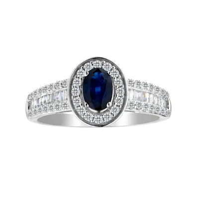 .50 Carat of Oval Sapphire & Diamond Ring, 14kt White Gold.......................NOW