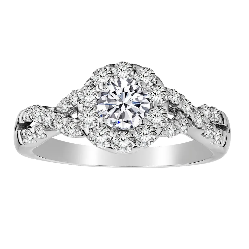 1.20 Carat of Diamonds Halo Engagement Ring, 14kt White Gold......................NOW