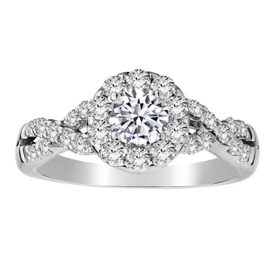 1.20 Carat of Diamonds Halo Engagement Ring, 14kt White Gold......................NOW
