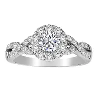 1.20 Carat of Diamonds Halo Engagement Ring, 14kt White Gold......................NOW