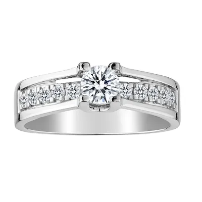 .75 Carat of Diamonds Euro Shank Engagement Ring, 14kt White Gold.......................NOW