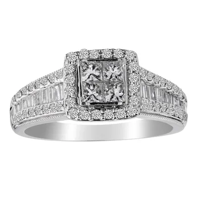 1.00 Carat Diamond Princess Ring, 10kt White Gold......................NOW