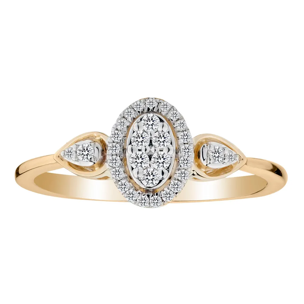 .16 Carat of Diamonds "Past, Present, Future" Oval Ring, 10kt Yellow Gold......................NOW