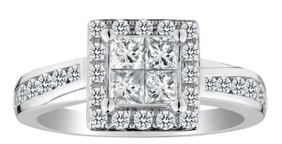 1.00 Carat of Diamonds Princess Engagement Ring, 14kt White Gold.....................NOW