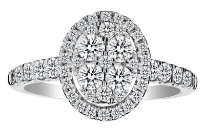 1.00 Carat Diamond Oval Halo "Elegance" Ring, 14kt White Gold.....................NOW