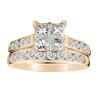 1.50 Carat of Diamonds Princess Ring Set, 14kt Yellow Gold....................NOW